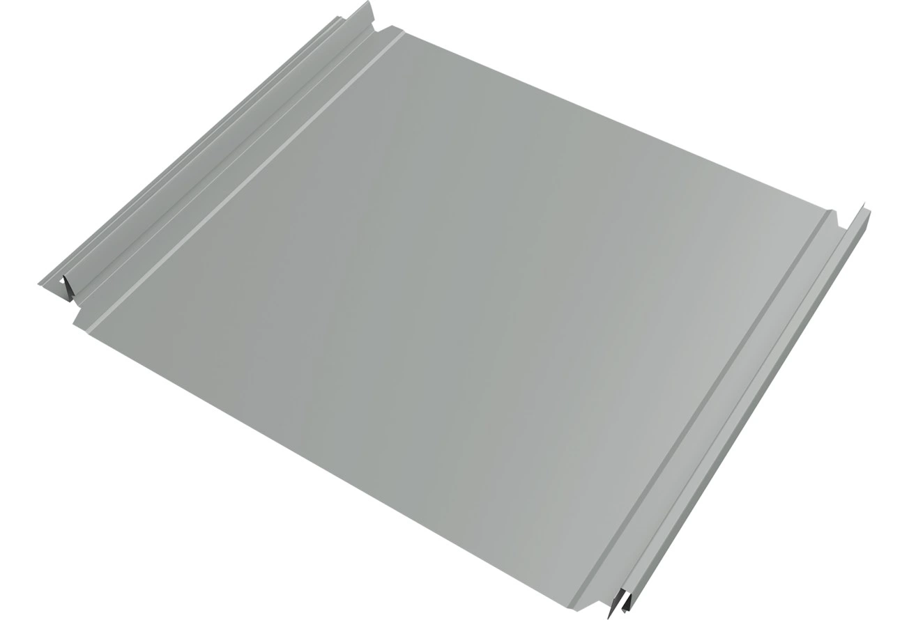 Кликфальц Double Pro Grand Line 0,45 ПЭ с пленкой на замках RAL 9006 бело-алюминиевый