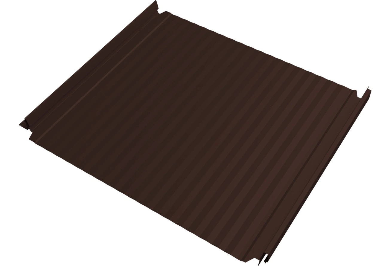 Кликфальц Double Pro Гофр Grand Line 0,45 Drap ТХ двухсторонний с пленкой на замках RAL 8017 шоколад