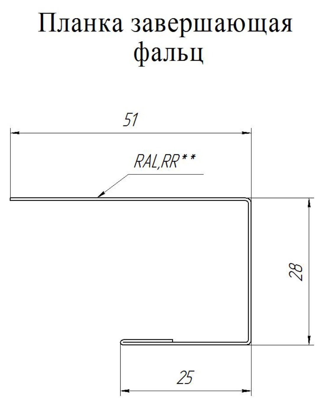 Чертеж завершающей планки фальц