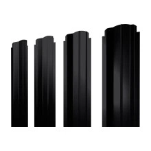 Штакетник П-образный B фигурный Grand Line 0,5 Velur RAL 9005 черный