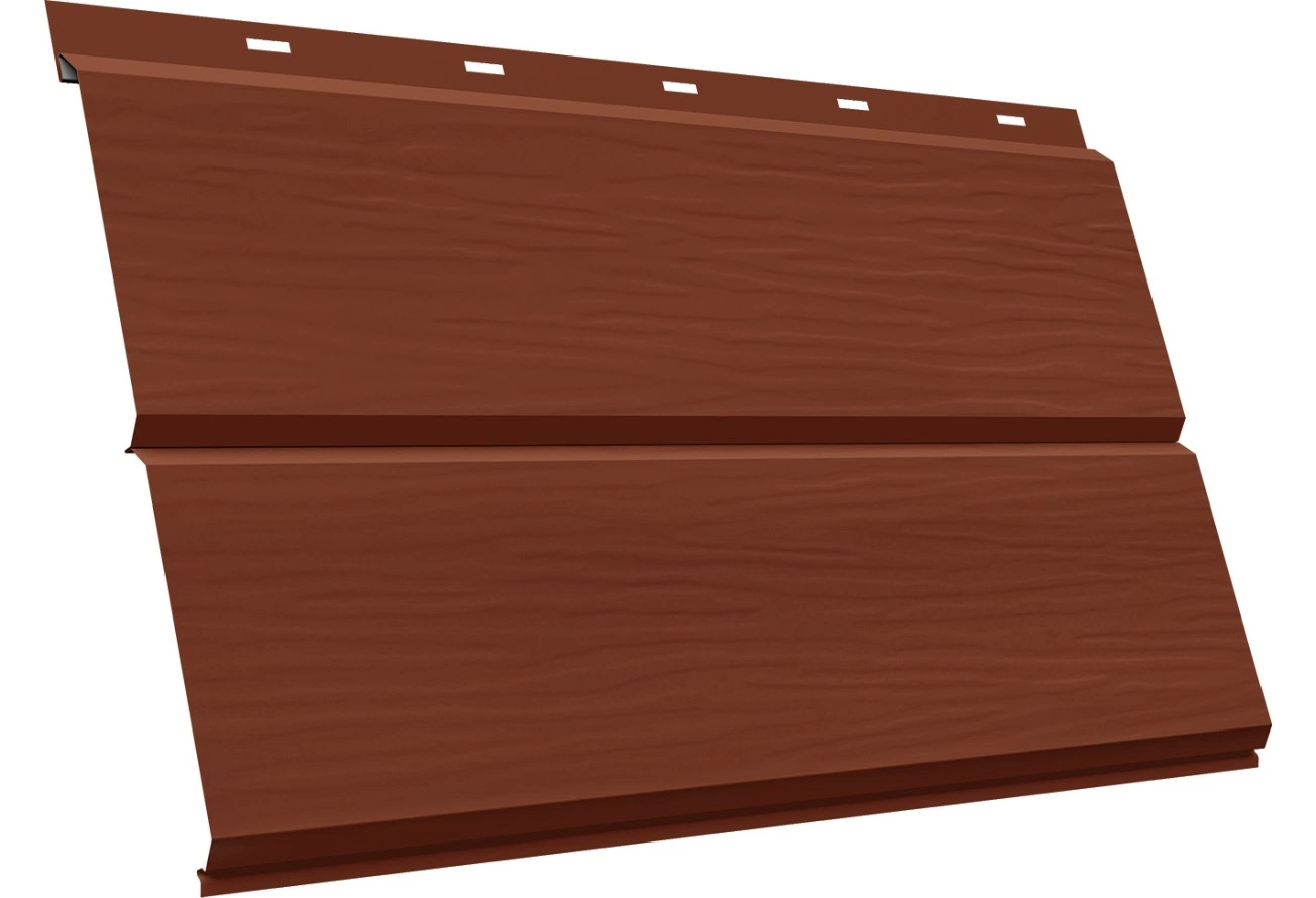 Сайдинг металлический ЭкоБрус новый 3D Grand Line 0,45 Drap RAL 8004 терракота