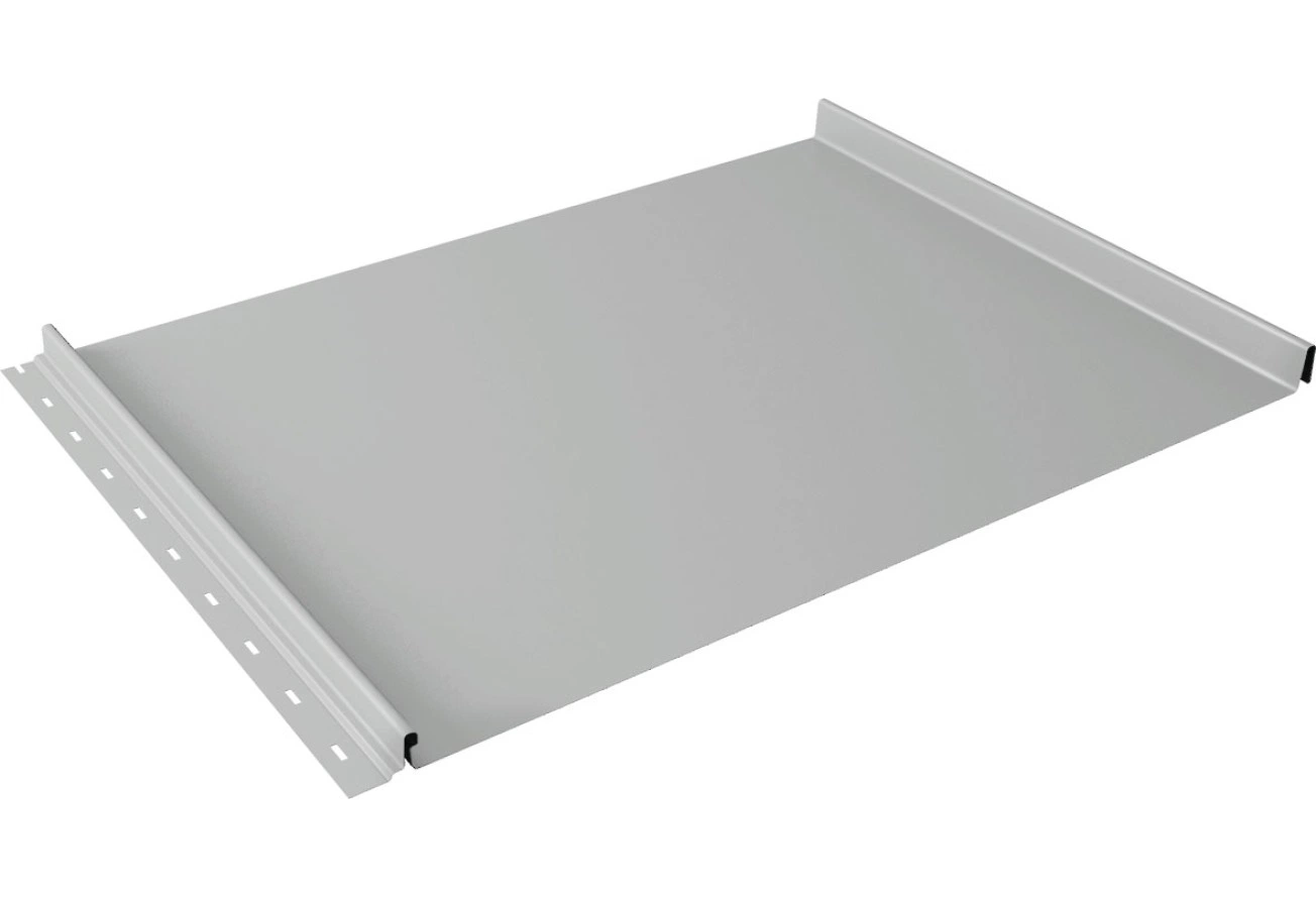 Кликфальц Grand Line 0,45 Drap ТХ с пленкой на замках RAL 7047 телегрей 4
