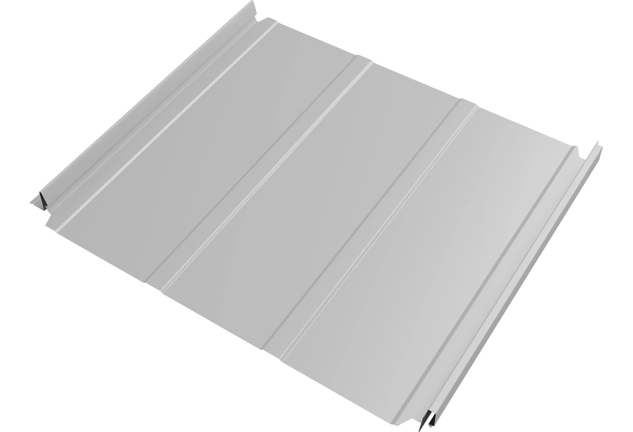Кликфальц Double Pro Лайн Grand Line 0,45 Drap ТХ с пленкой на замках RAL 7047 телегрей 4