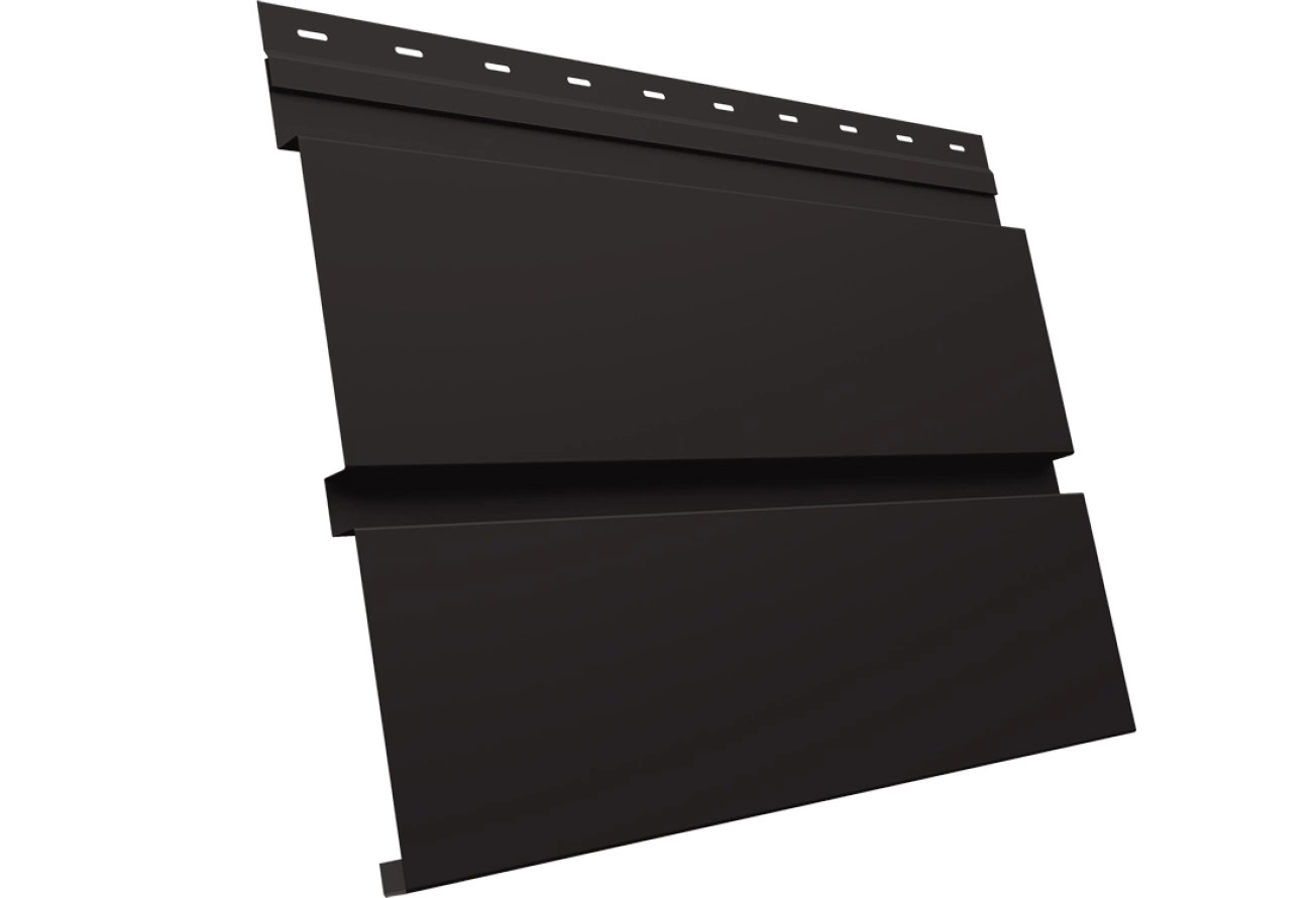 Софит металлический Квадро Брус в01 Grand Line без перфорации 0,5 Атлас с пленкой RR 32 темно-коричневый