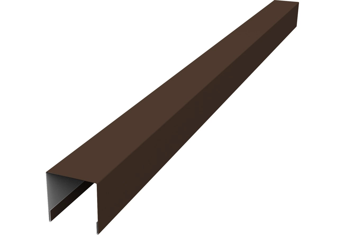 Планка вертикальная лицевая для горизонтального монтажа штакетника Grand Line 0,45 Drap СТ слим RAL 8017 шоколад (3м)