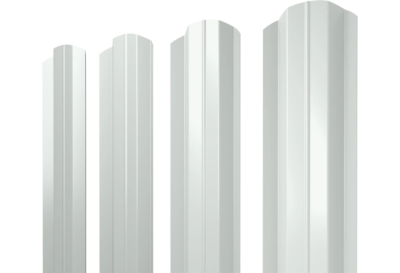 Штакетник М-образный B фигурный Grand Line 0,45 ПЭ слим RAL 9003 сигнальный белый