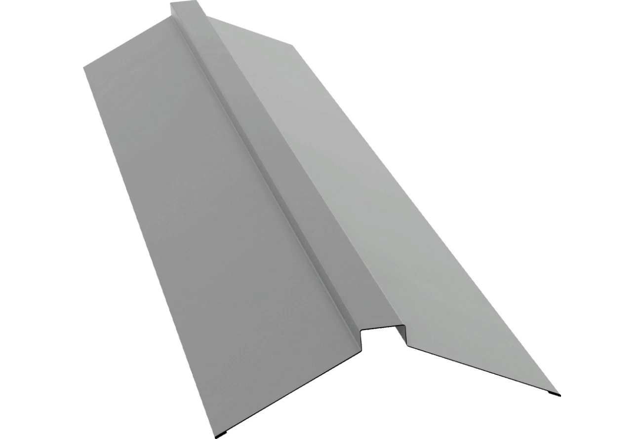 Планка плоского конька 150х40х150 Grand Line 0,45 Drap ТХ RAL 7047 телегрей 4 (3м)