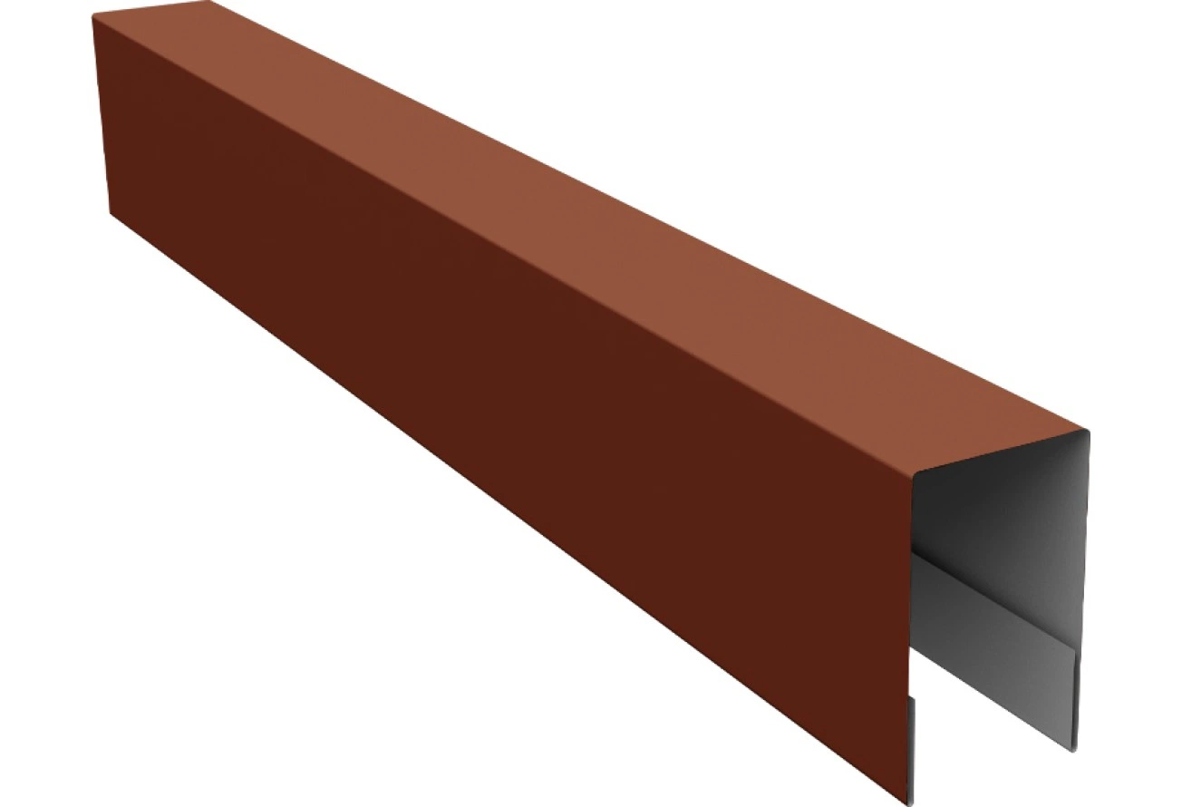 Планка боковая для забора из сайдинга Квадро Брус, Корабельная Доска, ЭкоБрус новый Grand Line 0,5 Сатин матовый RAL 8004 терракота (3м)