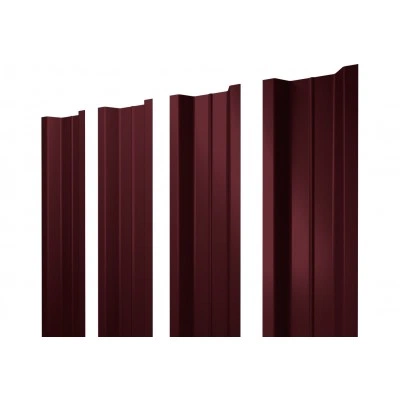 Штакетник П-образный B с прямым резом Grand Line 0,5 ПЭ слим RAL 3005 красное вино — 765606