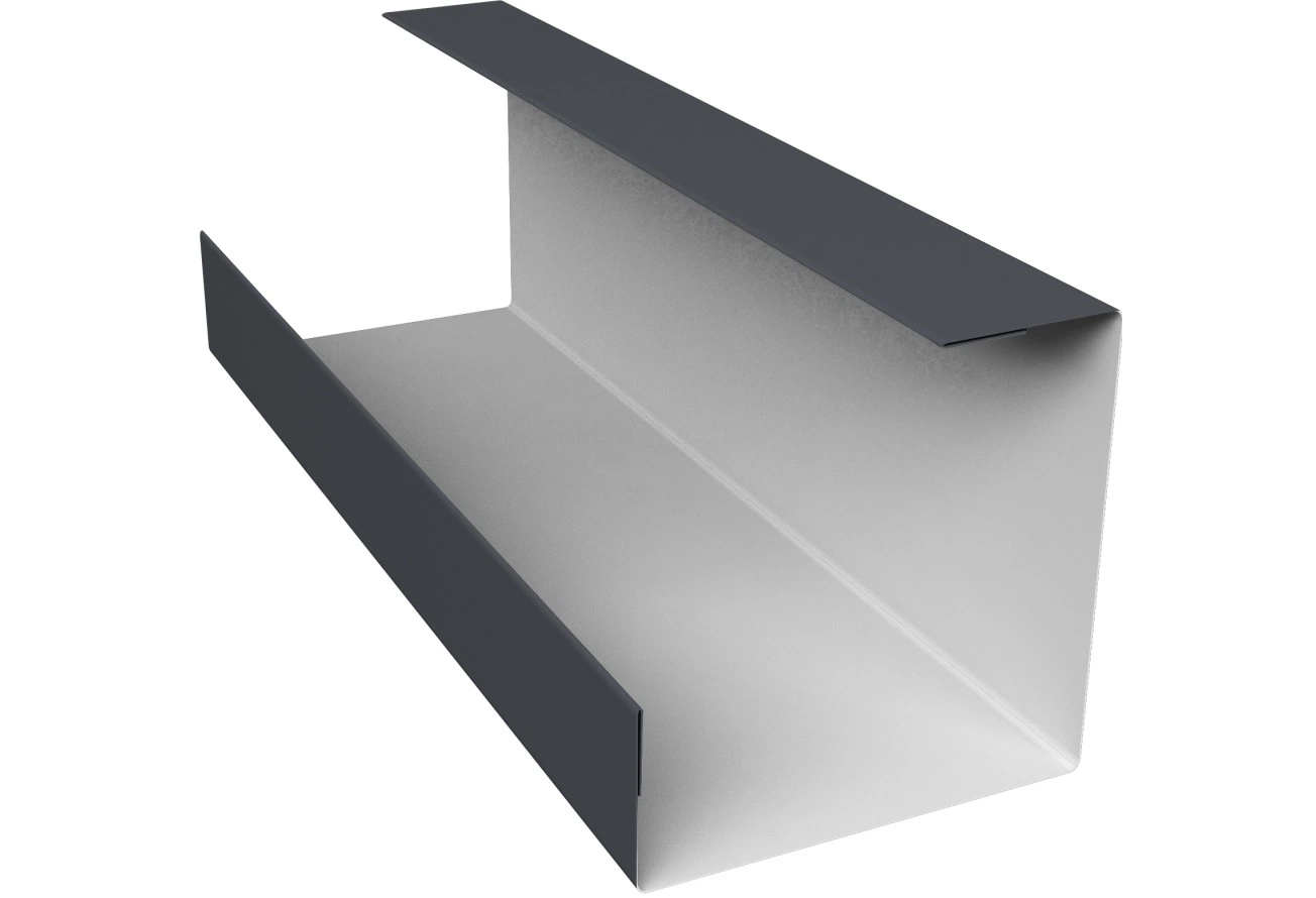 Планка угла внутреннего составная нижняя Экобрус Grand Line 0,45 Drap ТР слим RAL 7024 мокрый асфальт (3м)