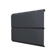 Софит металлический ЭкоБрус новый Grand Line без перфорации 0,45 Drap TwinColor с пленкой RAL 7024 мокрый асфальт