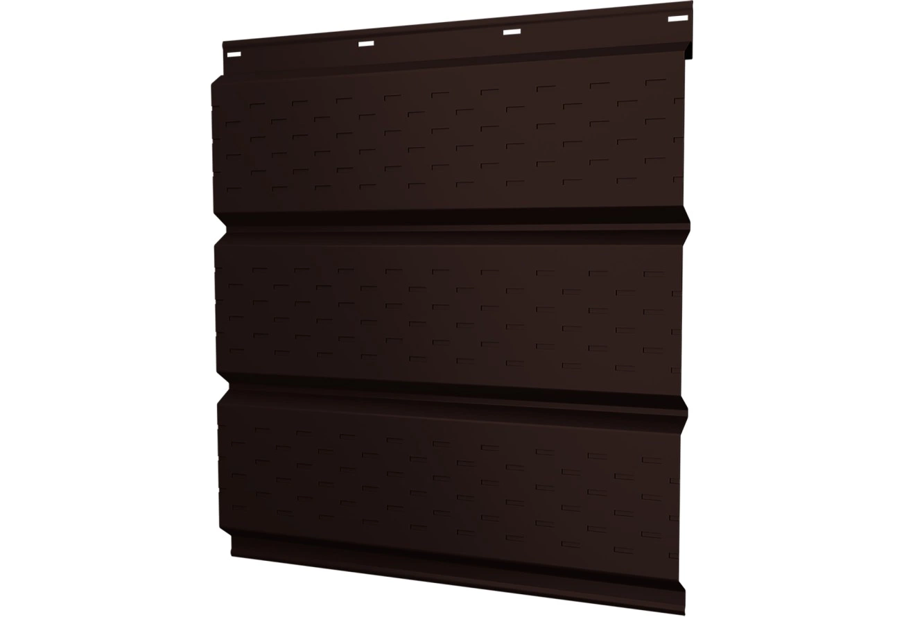 Софит металлический Классик в02 Grand Line полная перфорация 0,45 Drap ТР RAL 8017 шоколад