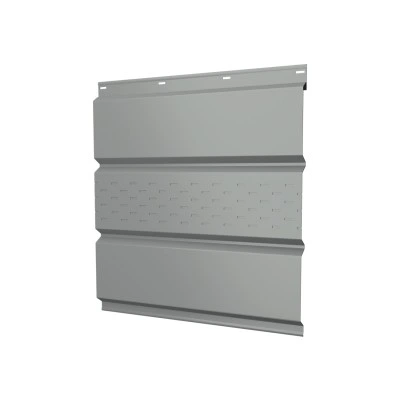 Софит металлический Классик в02 Grand Line центральная перфорация 0,45 ПЭ с пленкой RAL 9006 бело-алюминиевый — 804875