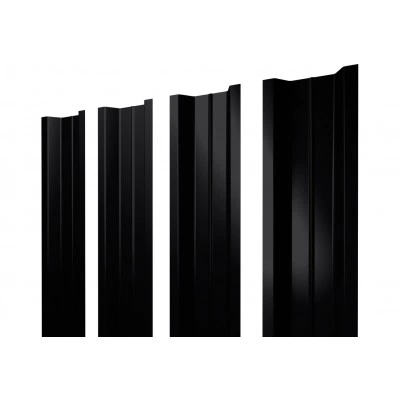 Штакетник П-образный B с прямым резом Grand Line 0,5 PurLite матовый RAL 9005 черный — 805433