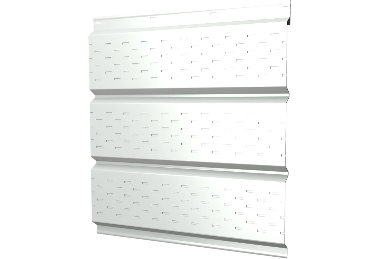 Софит металлический Классик в02 Grand Line полная перфорация 0,4 ПЭ с пленкой RAL 9003 сигнальный белый (3м)