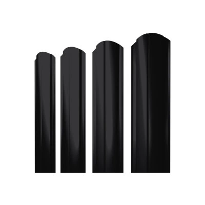 Штакетник Полукруглый Слим фигурный Grand Line 0,5 Полидэкстер TwinColor RAL 9005 черный — 817069