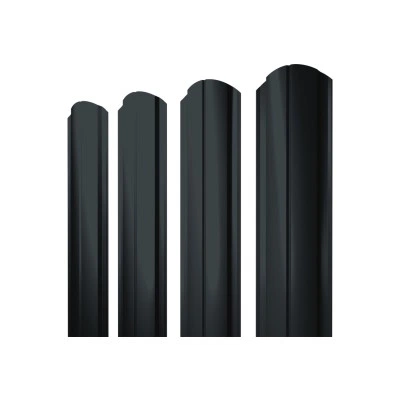 Штакетник Полукруглый Слим фигурный Grand Line 0,5 Полидэкстер TwinColor RAL 7016 антрацитово-серый — 817071