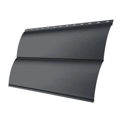 Сайдинг металлический Блок-хаус новый Grand Line 0,5 GreenCoat Pural БТ матовый с пленкой RR 23 темно-серый (RAL 7024 мокрый асфальт) — 822520