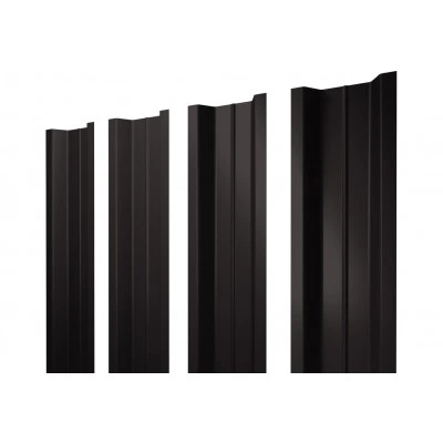 Штакетник П-образный B с прямым резом Grand Line 0,5 GreenCoat Pural БТ матовый RR 32 темно-коричневый (RAL 8019 серо-коричневый) — 822989