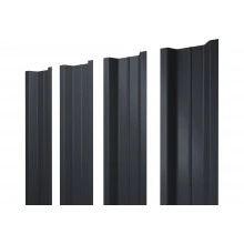 Штакетник П-образный B с прямым резом Grand Line 0,5 GreenCoat Pural БТ матовый RR 23 темно-серый (RAL 7024 мокрый асфальт)