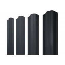 Штакетник М-образный B фигурный Grand Line 0,5 GreenCoat Pural БТ матовый RR 23 темно-серый (RAL 7024 мокрый асфальт)