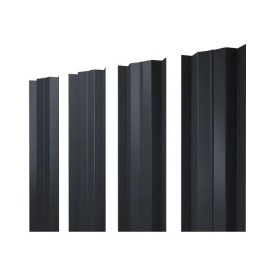 Штакетник М-образный B с прямым резом Grand Line 0,5 GreenCoat Pural БТ матовый RR 23 темно-серый (RAL 7024 мокрый асфальт) — 822997