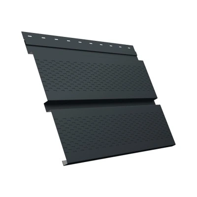 Софит металлический Квадро Брус в01 Grand Line с перфорацией 0,5 GreenCoat Pural БТ матовый с пленкой RR2H3 (RAL 7016 антрацитово-серый) — 823009