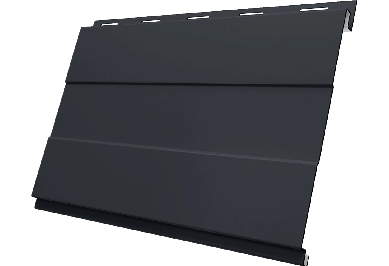 Сайдинг металлический Вертикаль проф Grand Line 0,5 GreenCoat Pural БТ матовый с пленкой RR 23 темно-серый (RAL 7024 мокрый асфальт)