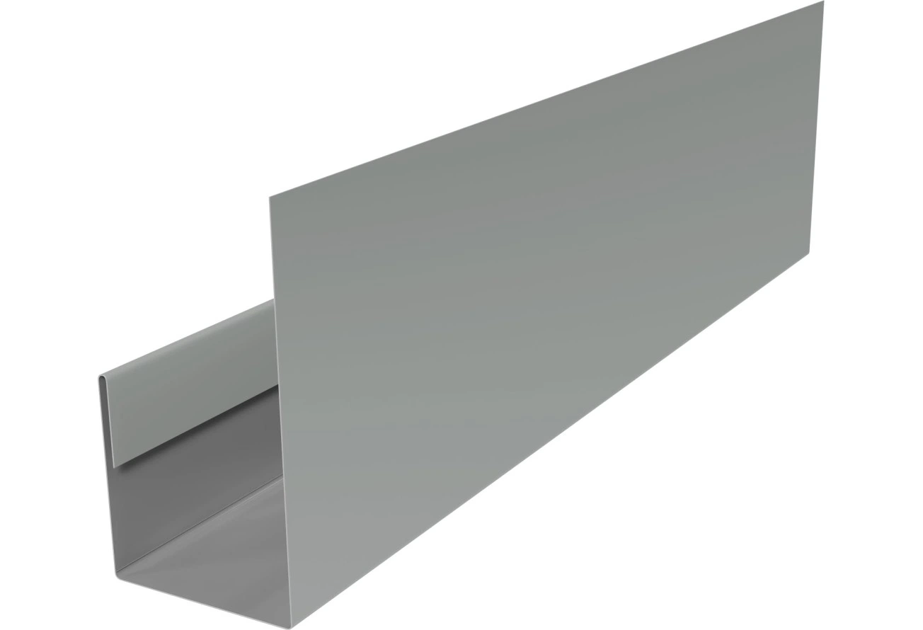 Планка П-образная для стенового профнастила С21 Grand Line 0,5 Сатин с пленкой RAL 9006 бело-алюминиевый (3м)
