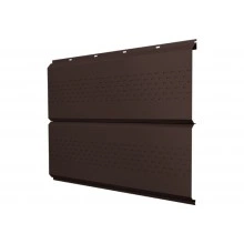 Софит металлический ЭкоБрус новый Grand Line с перфорацией 0,5 Полидэкстер TwinColor RAL 8017 шоколад