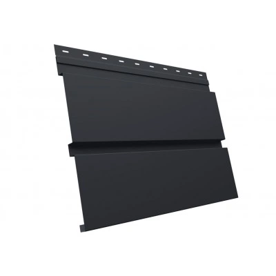Сайдинг металлический Квадро Брус в02 Grand Line 0,45 Drap ТХ двухсторонний с пленкой RAL 7024 мокрый асфальт — 838235