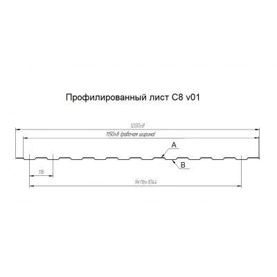 Профнастил С8A в01 Grand Line 0,45 Принт Премиум Дымчатый дуб — 840076