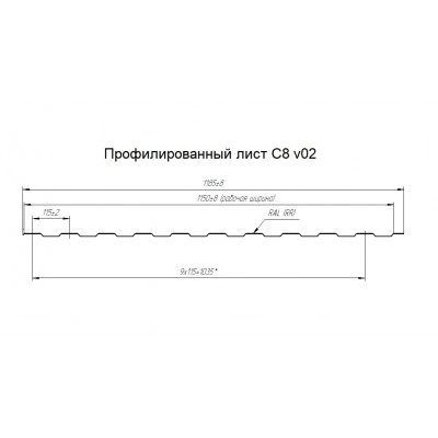 Профнастил С8A в02 фигурный Grand Line 0,45 Принт Премиум Дымчатый дуб — 840084