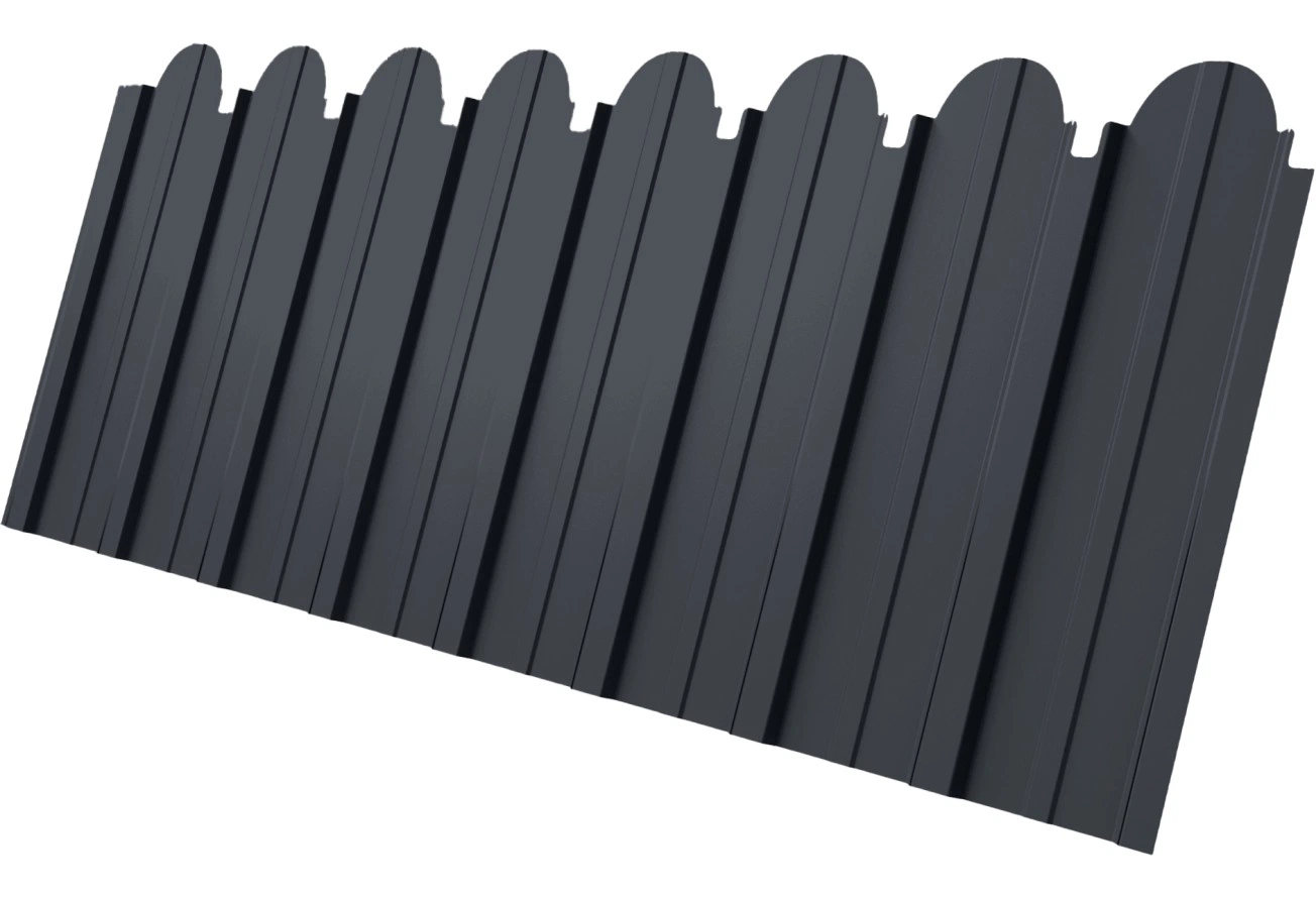 Профнастил C10A фигурный Grand Line 0,45 Drap двухсторонний RAL 7024 мокрый асфальт