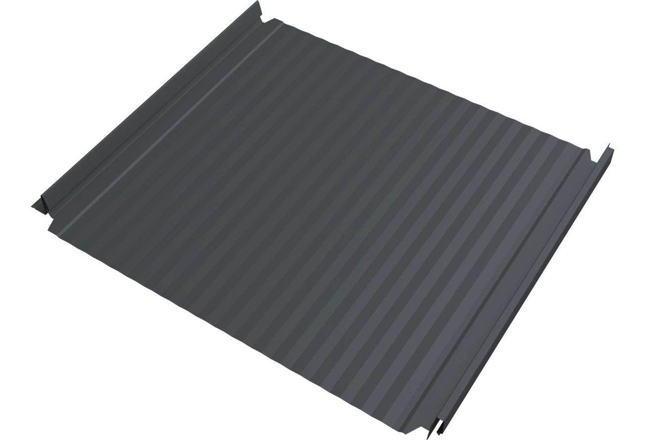 Кликфальц Double Pro Гофр Grand Line 0,45 Drap двухсторонний с пленкой на замках RAL 7024 мокрый асфальт