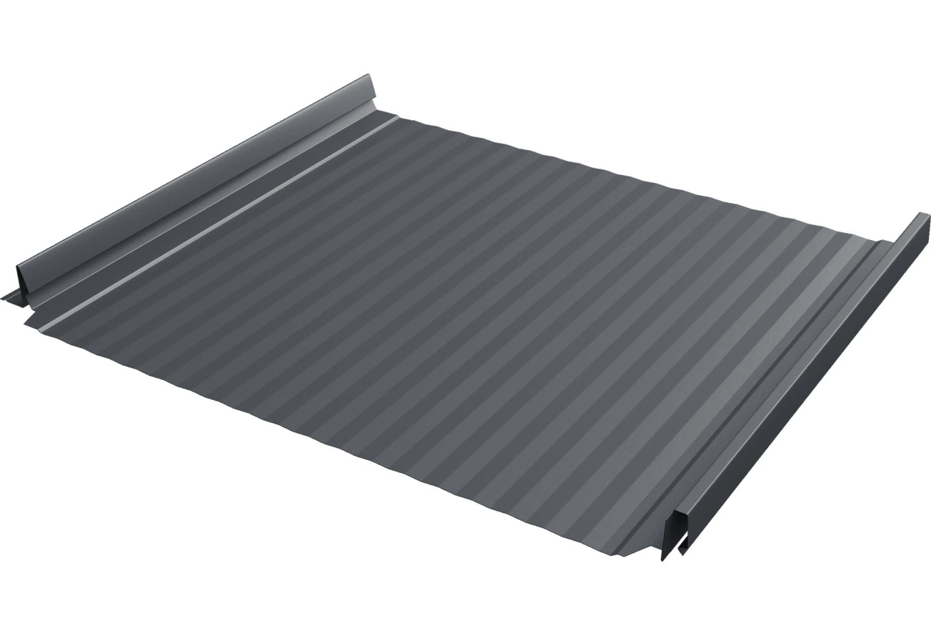 Кликфальц Про Гофр Grand Line 0,45 Drap двухсторонний с пленкой на замках RAL 7024 мокрый асфальт