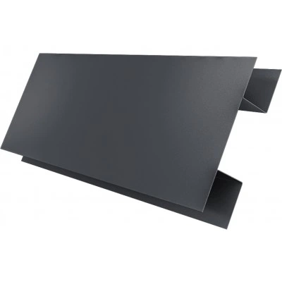 Планка H-образная Блок-хаус новый Grand Line 0,45 Drap двухсторонний RAL 7024 мокрый асфальт (3м) — 843603